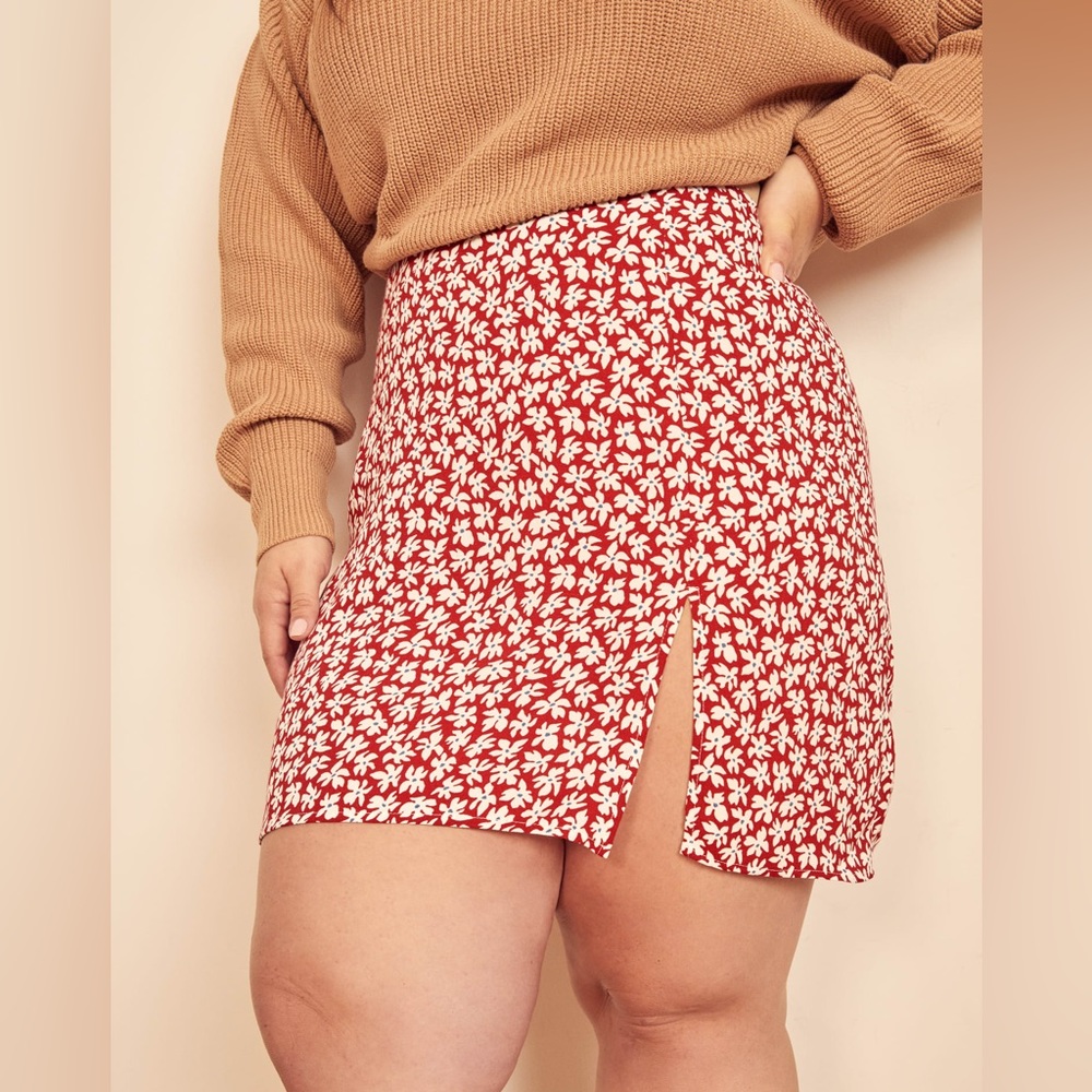Margot Floral Mini Skirt Es Side Slit Reformation Size 18 Grenadine plus